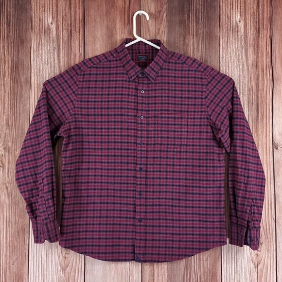 UNTUCKit Calder Mens Size XL Red Black Plaid Flannel Long Sleeve Button Up Shirt - Picture 1 of 16